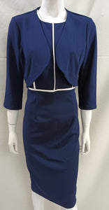 VESTIDO PV C/ BOLERO AZUL C/ BLANCO